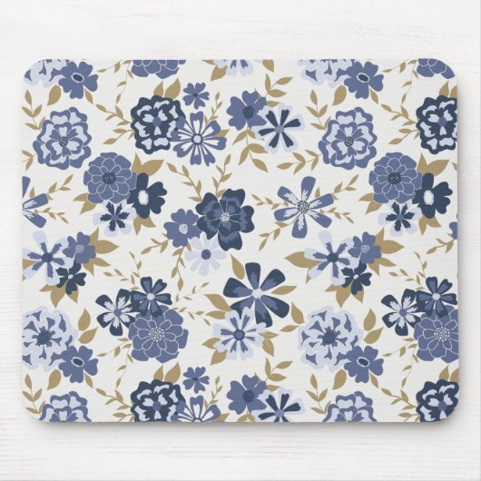 Tapis De Souris Vignes illustrées de fleurs de vectoriels bleus (Devant)