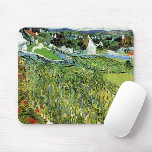 Tapis De Souris Vignobles avec vue sur Auvers par Vincent van Gogh (Avec souris)