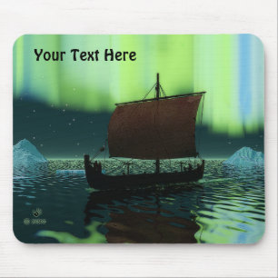 Tapis De Souris Viking Navire Et Lumières Du Nord