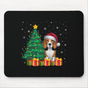 Tapis De Souris Vilain Beagle Santa Hat Feux de Noël Amoureux des