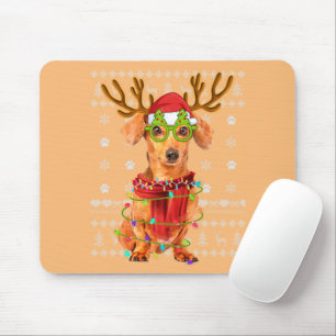Tapis De Souris Vilaine lumière de Noël Dachshund Chien Chien Chie