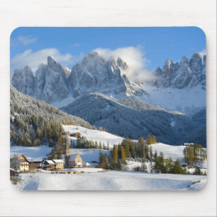 Tapis De Souris Village de dolomites dans le mousepad d'hiver
