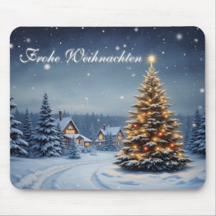 Tapis De Souris Village de Noël paisible avec des lumières