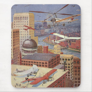 Tapis De Souris Ville de science-fiction vintage, Steam Punk victo