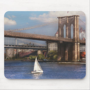 Tapis De Souris Ville - NY - Voile sous le pont de Brooklyn
