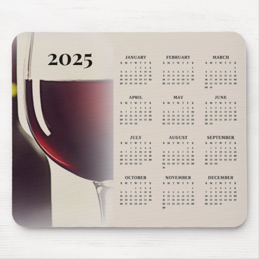 Tapis De Souris Vin Design 2025 Calendrier Mousepad (Devant)
