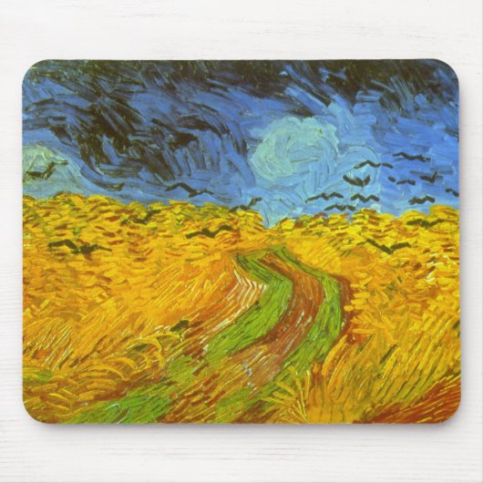 Tapis De Souris Vincent van Gogh Champ de blé avec corbeaux (Devant)