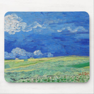 Tapis De Souris Vincent van Gogh - Champs de blé sous des nuages o