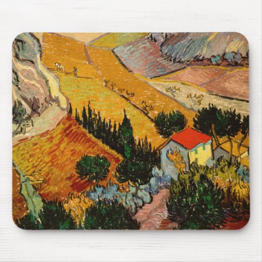 Tapis De Souris Vincent van Gogh - Landscape, House and Ploughman (Devant)