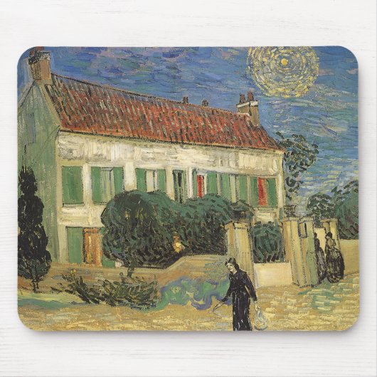 Tapis De Souris Vincent van Gogh - Maison Blanche à la nuit (Devant)