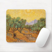 Tapis De Souris Vincent van Gogh - Oliviers, Ciel Jaune et Soleil (Avec souris)