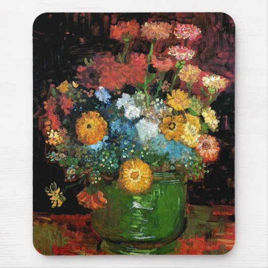Tapis De Souris Vincent Van Gogh - Vase Avec Zinnias Art (Devant)