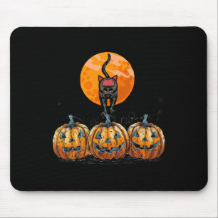 Tapis De Souris Vintage 90s Chat Citrouille Halloween rétro floral