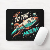 Tapis De Souris Vintage Au Moon Rocket ship (Avec souris)