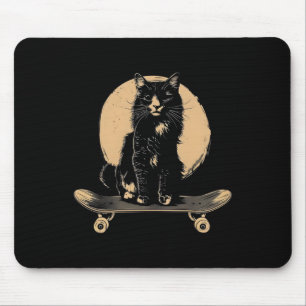 Tapis De Souris Vintage Black Cat Skateboard Funny Skateboard C