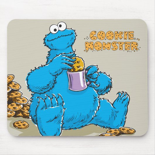 Tapis De Souris Vintage Cookie Monster Manger Cookies (Devant)