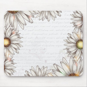 Tapis De Souris Vintage Daisies & Writing