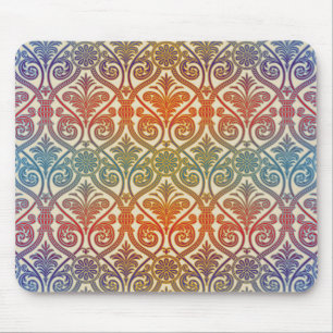 Tapis De Souris Vintage Damask Contour Wallpaper - bleu violet rou