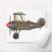 Tapis de souris vintage de biplan d'avion (Avec souris)
