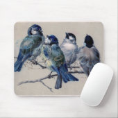 Tapis de souris vintage d'oiseaux bleus de Paris (Avec souris)