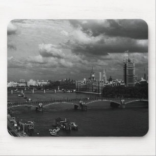 Tapis De Souris Vintage England London The River Thames Large Cloc