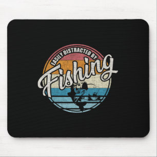 Tapis De Souris Vintage Facilement Distrait Par La Pêche