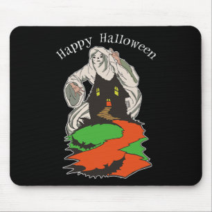 Tapis De Souris Vintage Fantôme D'Inquiétude Survolant Une Éffraya