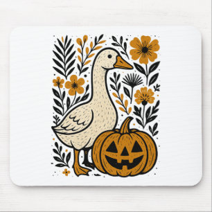 Tapis De Souris Vintage Floral Boho Silly Goose Citrouille mignon