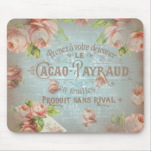 Tapis De Souris vintage floral historique français bleu typo anti