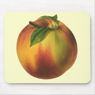 Tapis De Souris Vintage Food Fruit, Ripe Organic Peach with Leaf