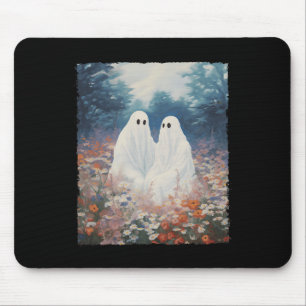 Tapis De Souris Vintage Gothique Floral Halloween Couple Fantôme D
