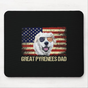 Tapis De Souris Vintage Grand Pyrénées Papa Américain Drapeau Usa 