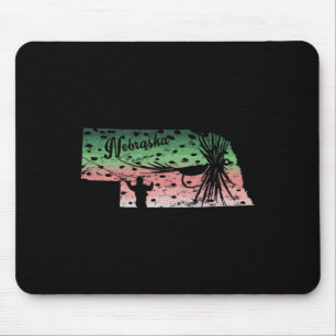 Tapis De Souris Vintage Grande Fleur Arc-en-ciel Truite Nebraska C