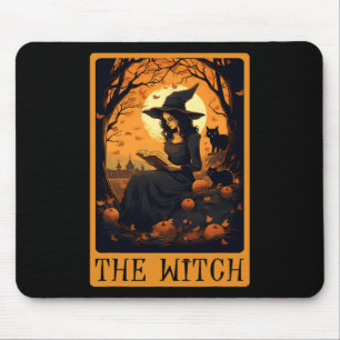 Tapis De Souris Vintage Halloween La Sorcière Carte Tarot Lecture 