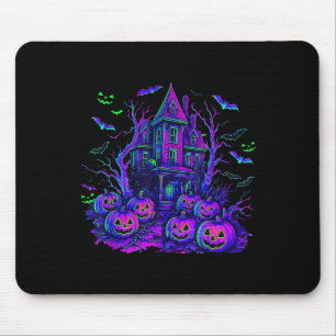 Tapis De Souris Vintage Halloween Soky Scène Retro Citrouille Y Se