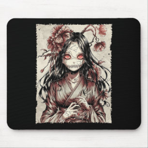 Tapis De Souris Vintage Horreur Anime Girl Manga Japonais Déplaisa