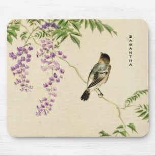 Tapis De Souris Vintage japonais Lilac Sparrow Monogram Mousepad