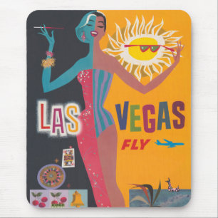 Tapis De Souris Vintage Las Vegas Gambling Travel Poster Art