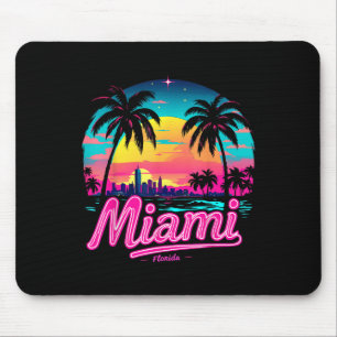 Tapis De Souris Vintage Miami Beach - Retro 305 Floride Sunset Gra