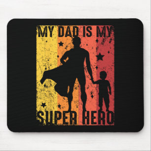 Tapis De Souris Vintage Mon Père Est Mon Super Héros Rétro Papa Su