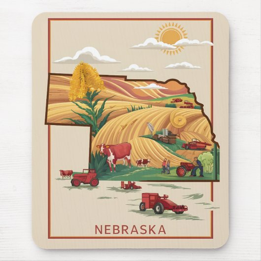 Tapis De Souris Vintage Nebraska Heartland Farm scène (Devant)