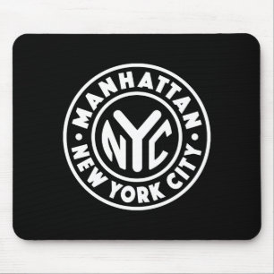 Tapis De Souris Vintage New York City Cercle Manhattan Blanc