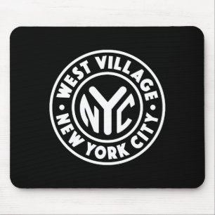 Tapis De Souris Vintage New York City Cercle West Village Blanc