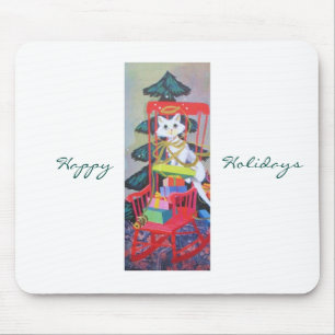 Tapis De Souris Vintage Noël milieu du siècle Pastel Kitten