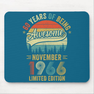 Tapis De Souris Vintage novembre 1966 60 Ans Art Graphique