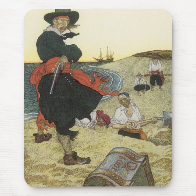 Tapis De Souris Vintage Pirates, William Kidd Burning Treasure (Devant)