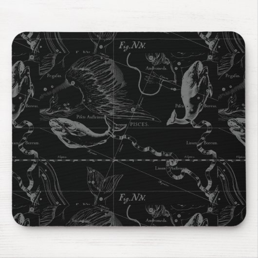Tapis De Souris Vintage Pisces Constellation Hevelius Engrèvement (Devant)