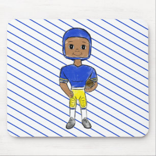 Tapis De Souris vintage retro joueur de football bleu jaune simple
