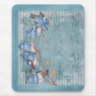 Tapis De Souris Vintage Shabby Chic Joli Oiseaux Floraux