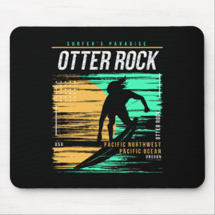 Tapis De Souris Vintage Surf Otter Rock Côte de l'Oregon Surfeurs